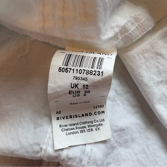 River Island White Puff Sleeve Mini Dress Size 8 – Boho Coastal Ruffle Modest - Picture 8 of 10